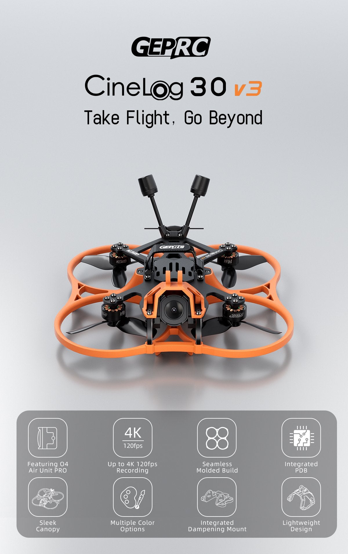 GEPRC Cinelog30 V3 O4 Pro 2.4G ELRS – Cinematic FPV Drone